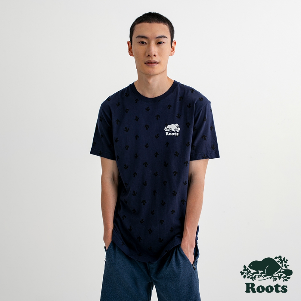 Roots 男裝- CANADA MAPLE短袖T恤-軍藍色