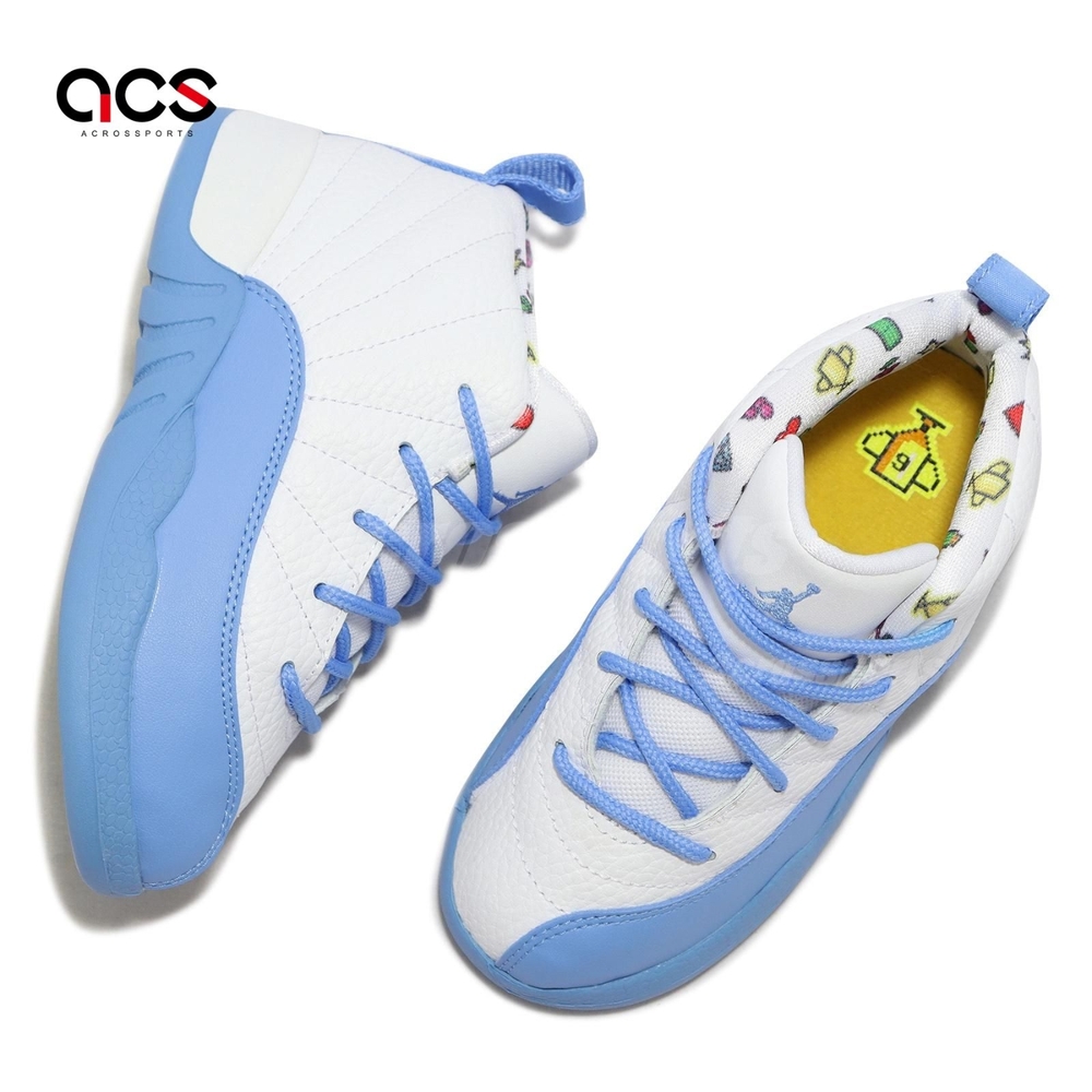Nike 休閒鞋Jordan 12 Retro TD 白藍幼童Emoji 喬丹12代DQ4367-114
