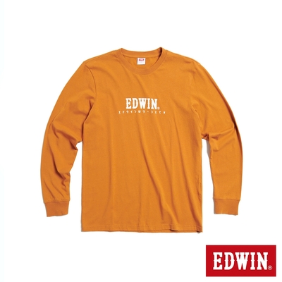 EDWIN 東京散策系列 日系經典LOGO長袖T恤-男女-黃褐色