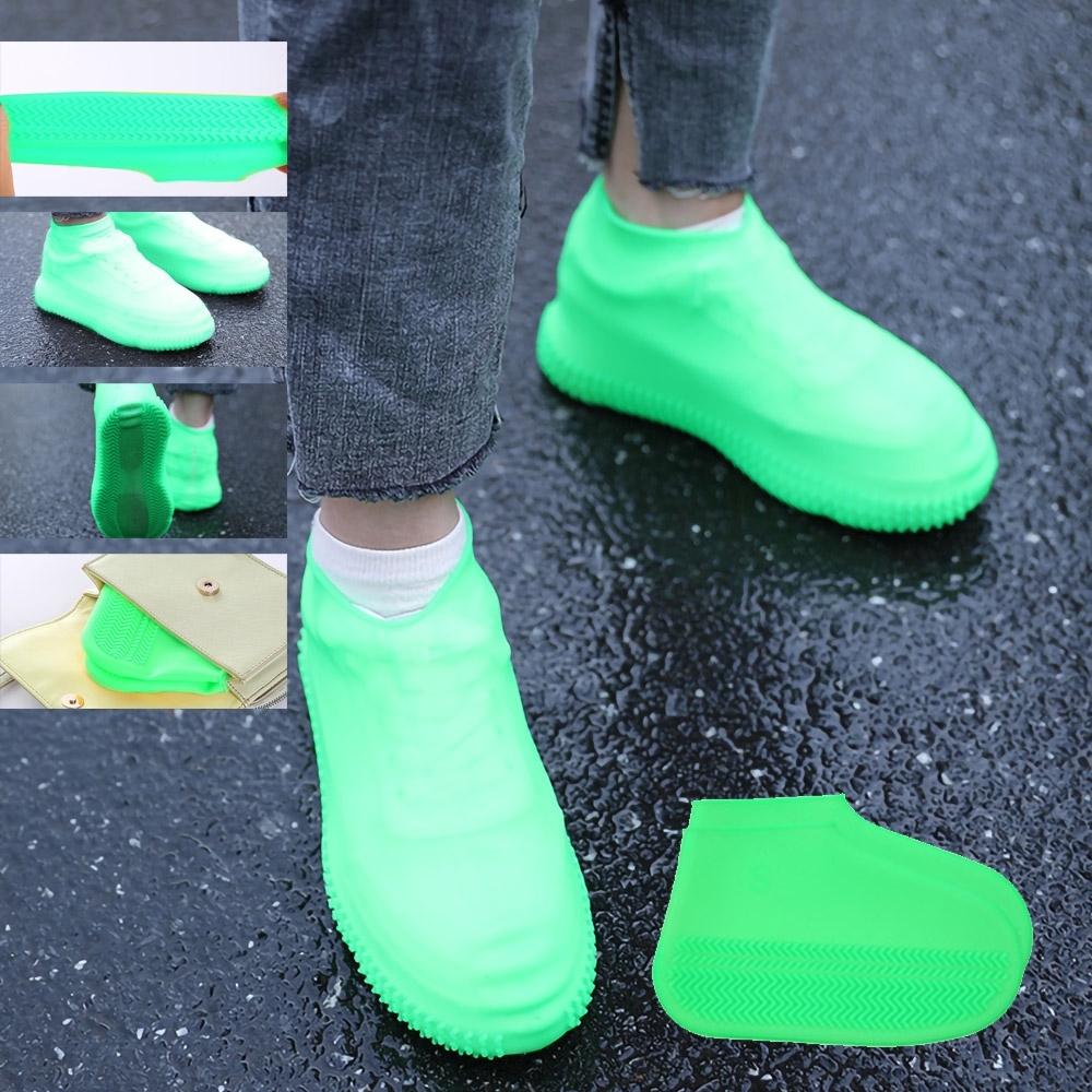 EZlife多彩防水防滑耐磨雨鞋套(自然綠)