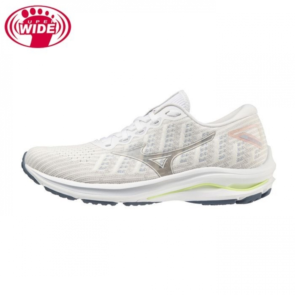 Mizuno Wave Rider 25 Waveknit Wide [J1GD217701] 女 慢跑鞋 超寬楦 白灰