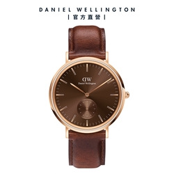 Daniel Wellington DW 手錶 CLASSIC MULTI EYE 40mm  小秒針棕色皮革錶-玫瑰金框(DW00100707)