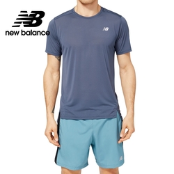 [New Balance]透氣舒適短袖上衣_男性_灰藍色_AMT23222THN