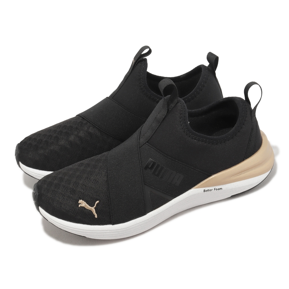 Puma 訓練鞋 Better Foam Prowl Slip Molt Met Wns 女鞋 黑 金 套入式 37875401