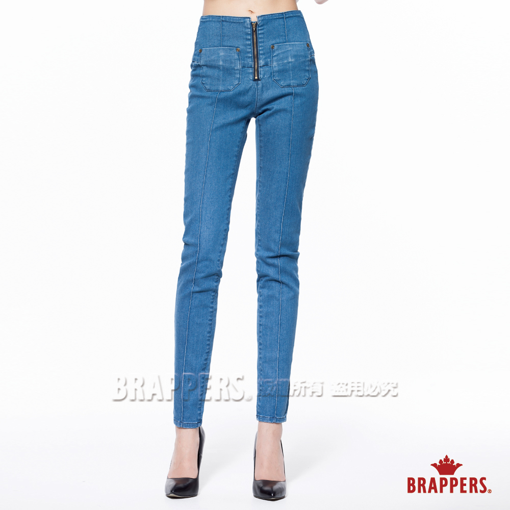 BRAPPERS 女款 新美尻Royal系列-女用高腰彈性窄管褲-淺藍