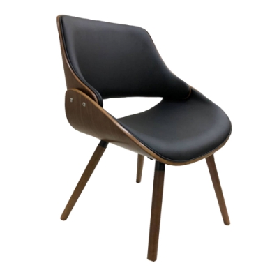 【AT HOME】現代設計胡桃實木腳黑布餐椅(哈維)