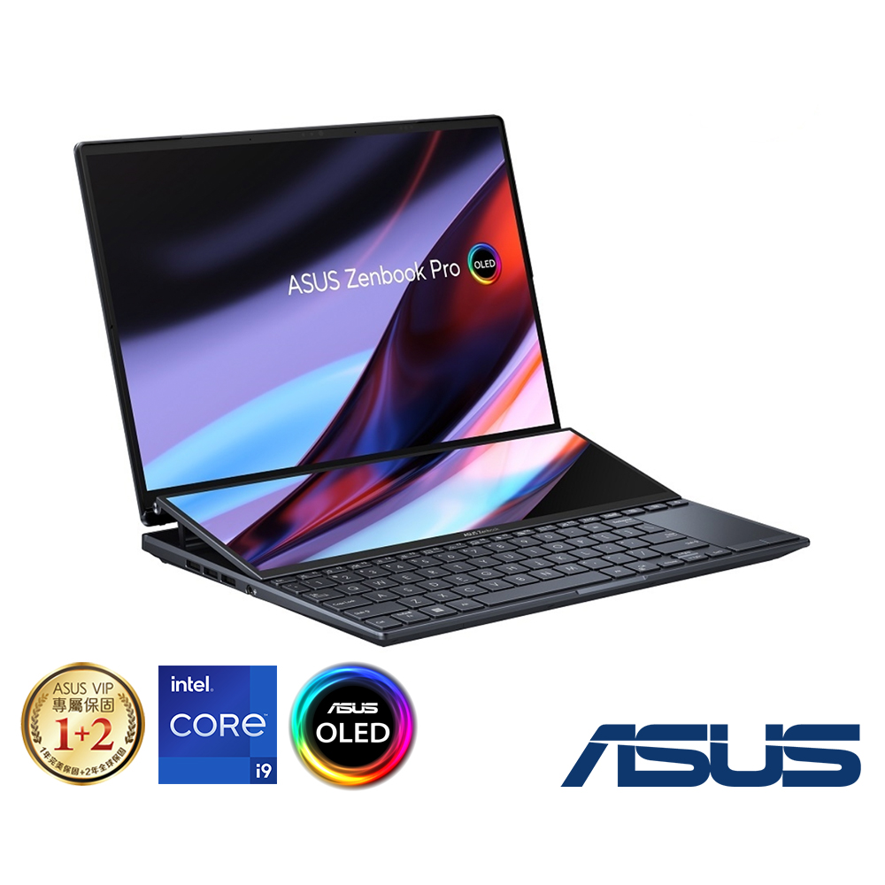 ASUS UX8402ZE 14.5吋觸控筆電 (i9-12900H/RTX 3050Ti/32G/1TB SSD/ZenBook Pro Duo 14 OLED/Win11 Home/科技黑)