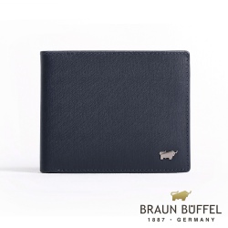 【BRAUN BUFFEL 德國小金牛】台灣總代理 HOMME-M 12卡中間翻透明窗短夾-藍色/BF306-317-MAR