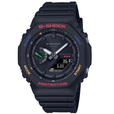 CASIO 卡西歐 G-SHOCK 五彩派對太陽能藍芽農家橡樹計時錶 黑 GA-B2100FC-1A_45.4mm