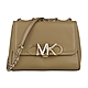 MK MICHAEL KORS Parker立體金字LOGO牛皮推釦式鍊帶斜背梯形包(中/堅果殼棕) product thumbnail 1