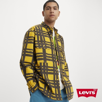 Levis 滑板系列 男款 街頭寬鬆版長袖條格紋襯衫 / 復古黃