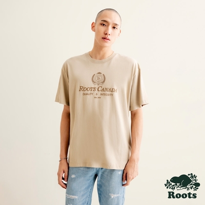 Roots 男女共款- ESSENTIAL落肩短袖T恤-沙棕色