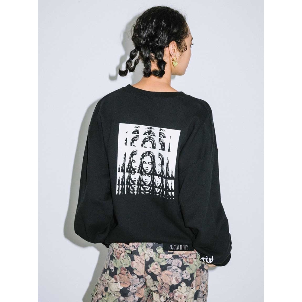 X-girl PSYCHEDELIC FACE CREW SWEAT TOP大學T-黑| Yahoo奇摩購物中心