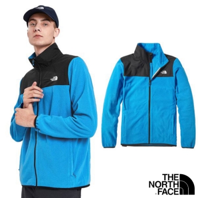 The North Face 男 TKA 100 輕柔刷毛抓絨保暖外套夾克_湖藍