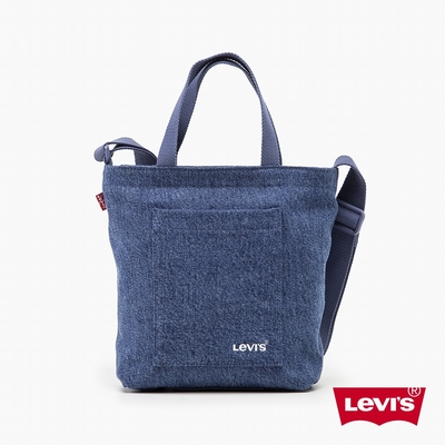 Levis 男女同款 手提、側背兩用丹寧迷你手拿包 / 拉鍊開口 / 精工刺繡Logo