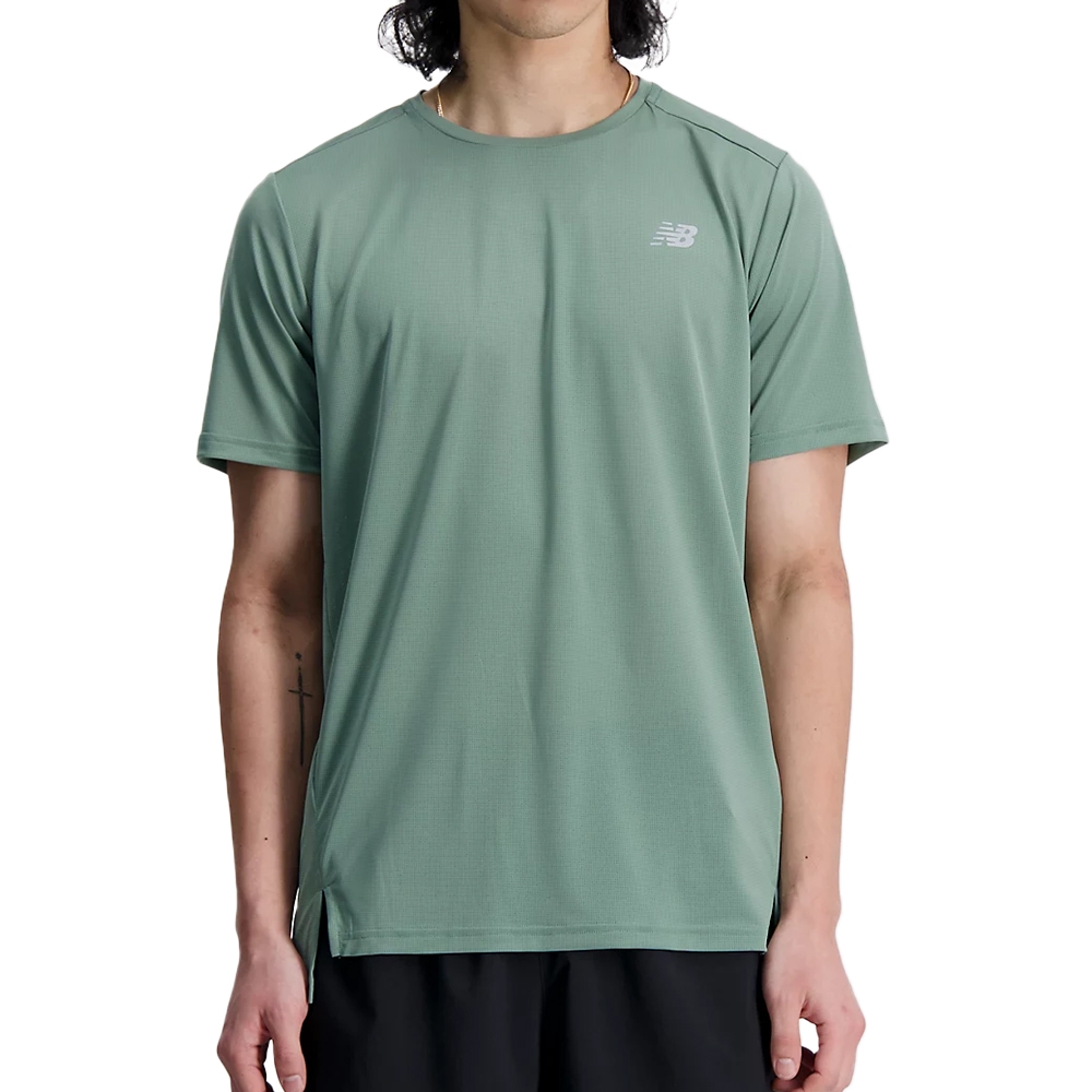 New Balance 男款 綠色 慢跑 輕盈 透氣 吸濕 短袖 上衣 AMT23222DKJ