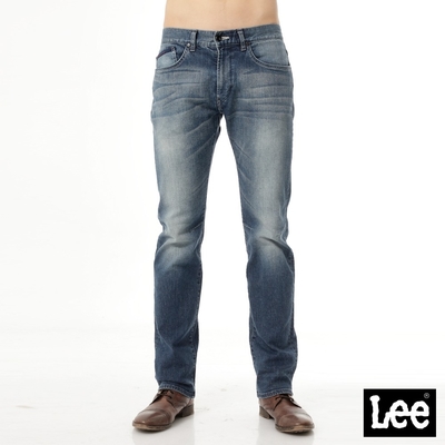 Lee 男款 724 刷白中腰標準直筒牛仔褲 中藍洗水
