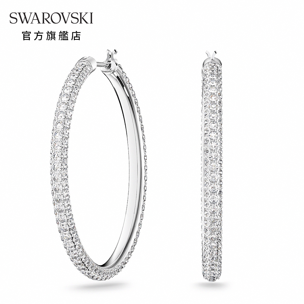 SWAROVSKI 施華洛世奇 Stone 率性簡約鍍白金色穿孔耳環