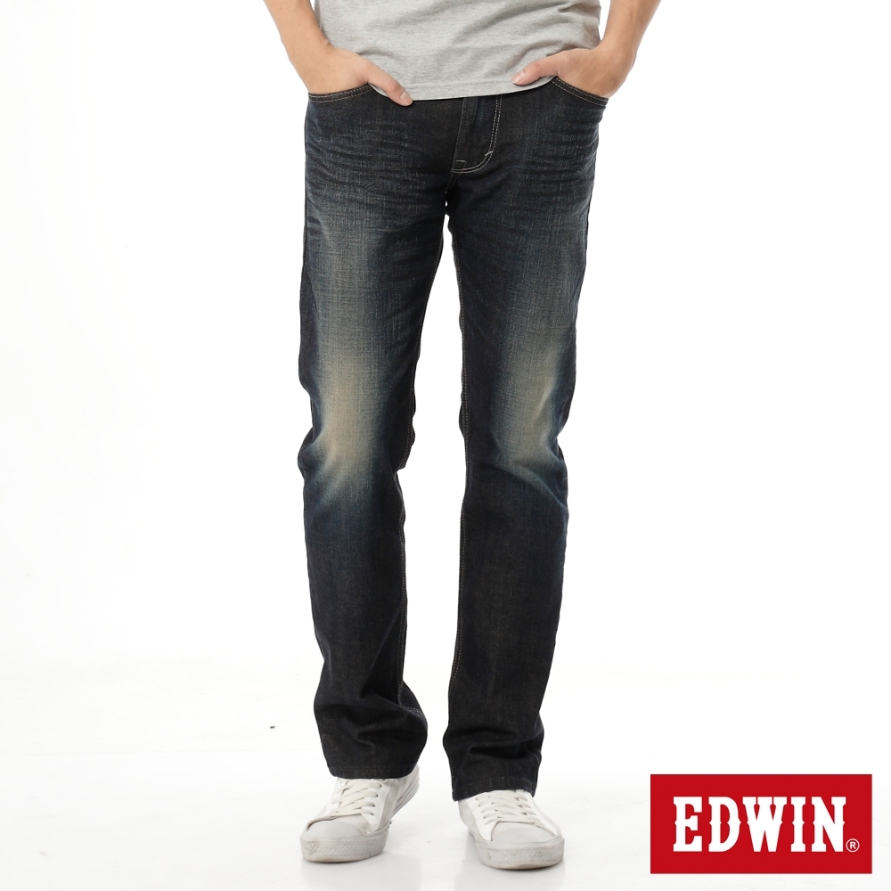 EDWIN EDGE LINE 大尺碼 雙口袋中直筒牛仔褲-男-中古藍