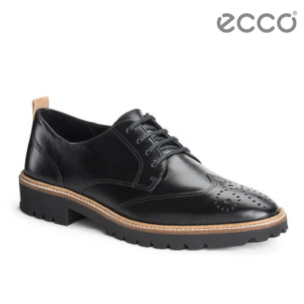 ECCO INCISE TAILORED經典率性低跟綁帶正裝鞋 女-黑