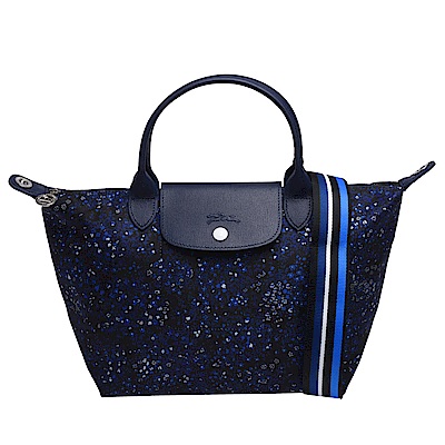 LONGCHAMP Le Pliage Collection小碎花手提/斜背包(小-藍色)