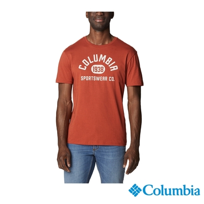 Columbia 哥倫比亞 男款 LOGO短袖上衣-橘紅色 UJO15860AH/HF