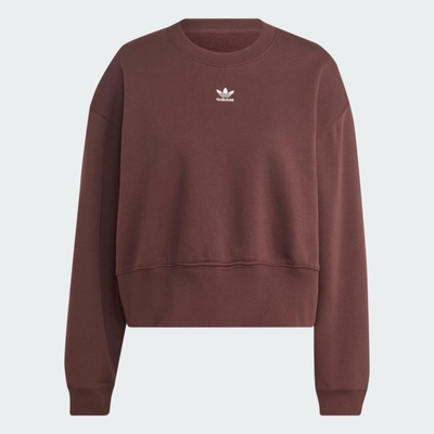 adidas 上衣 女款 長袖上衣 運動 三葉草 SWEATSHIRT 咖啡 IJ9774