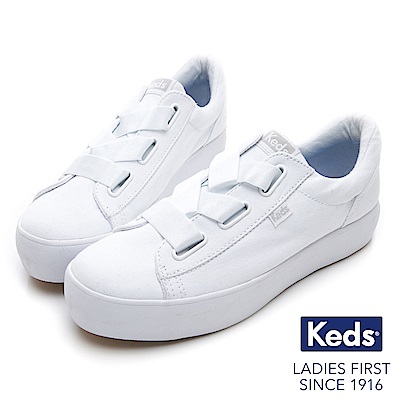 Keds TRIPLE CROSS 彈性鞋帶厚底休閒鞋-白色