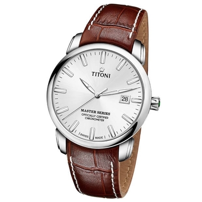 TITONI 梅花錶 大師系列 天文台認證 典雅機械腕錶 41mm / 83188S-ST-575