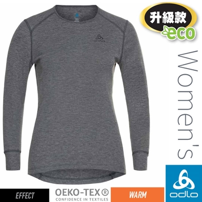 【ODLO】女 ECO 升級型_EFFECT 銀離子保暖型圓領上衣.衛生衣.內衣_159101-10183 混鋼鐵灰