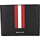 BALLY TEVYE 經典紅白條紋黑色六卡對折短夾 product thumbnail 1