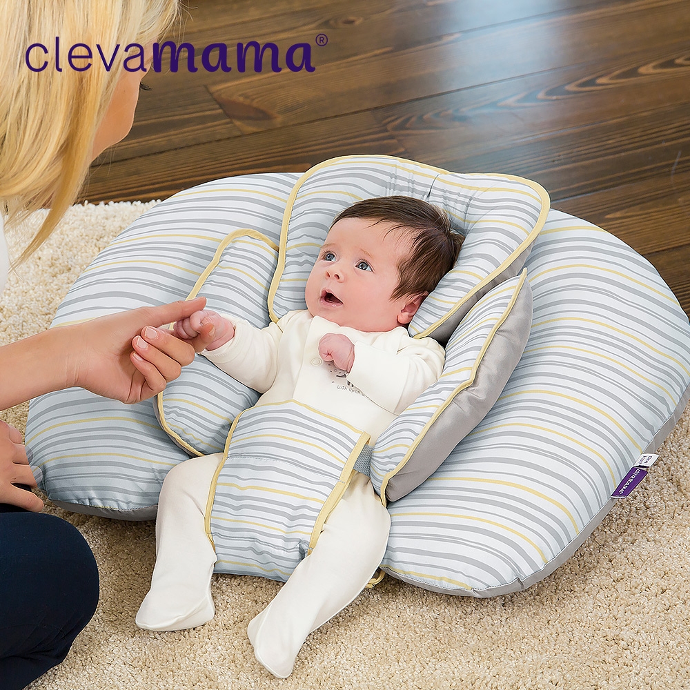 奇哥 ClevaMama 十合一哺育枕/孕婦枕/育嬰枕-灰黃條紋