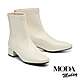 短靴  MODA MODAY 極簡柔美彈力純色方頭Q底低跟短靴－白 product thumbnail 1