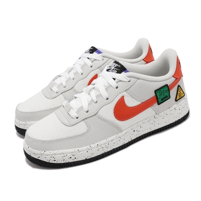 Nike 休閒鞋 Air Force 1 BG 運動 女鞋 經典款 AF1 戶外圖騰元素 燈心絨 大童 白橘 DO4657-081