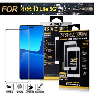 Xmart for 小米 13 Lite 5G 全膠3D滿版曲面玻璃貼-黑