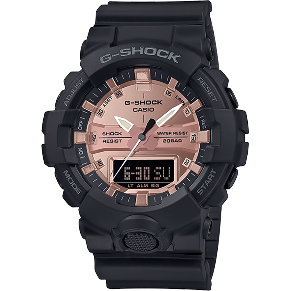 CASIO 卡西歐 G-SHOCK 金屬感雙顯手錶 迎春好禮 (GA-800MMC-1A)