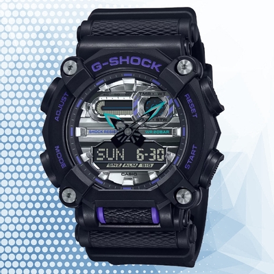 CASIO卡西歐 G-SHOCK 工業設計 金屬光澤 工作型雙顯錶GA-900AS-1A 黑色