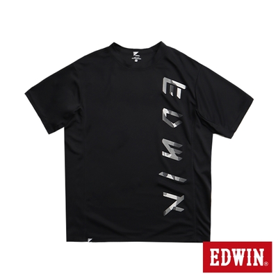 EDWIN 機能剪接迷彩LOGO短袖T恤-男-黑色