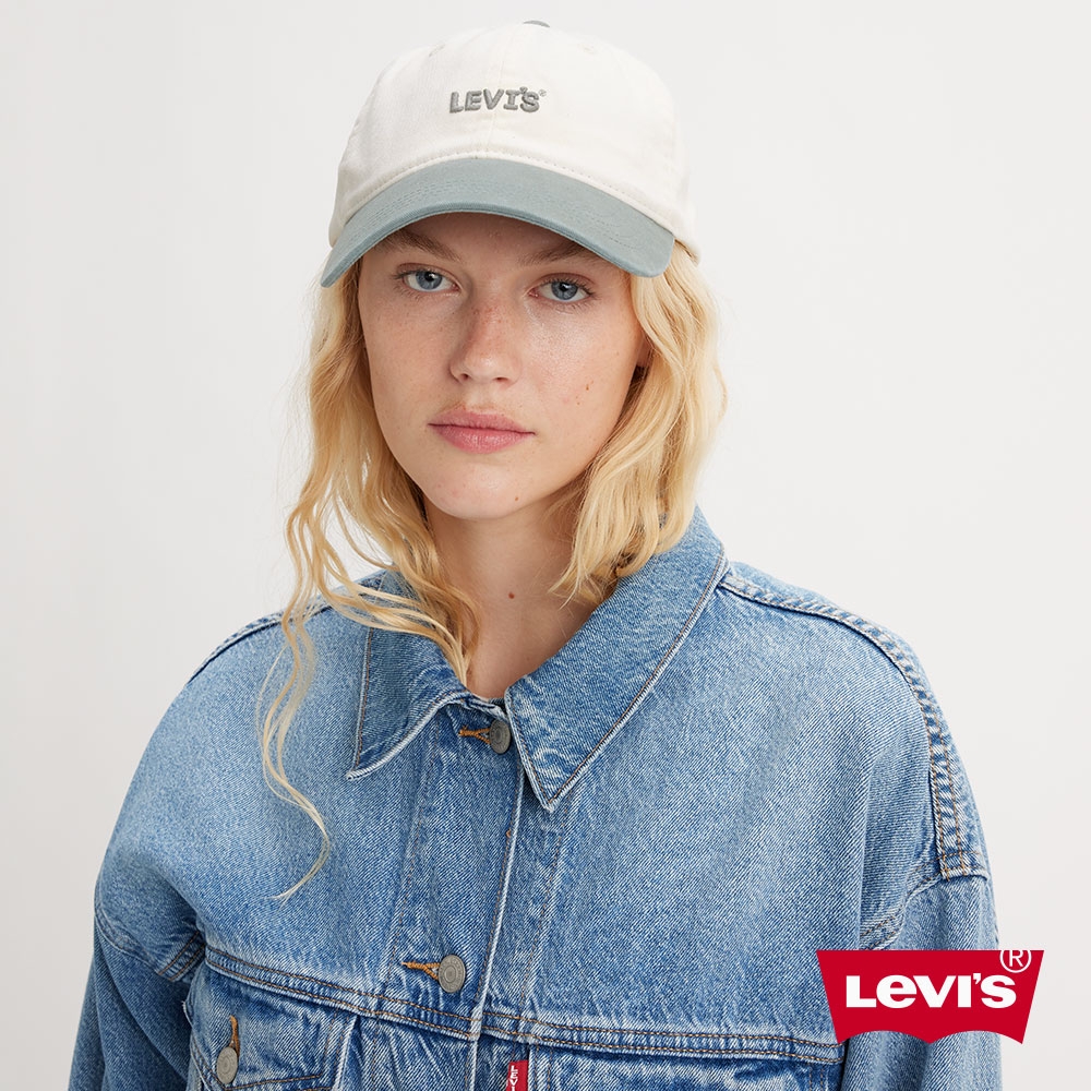 Levis 男女同款 可調式環釦棒球帽 / 精工立體刺繡Logo 白