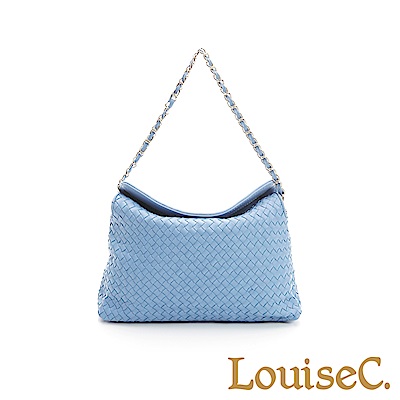 LouiseC. 羊皮編織掀蓋式磁釦小包-水藍色-05L05-0030A09B