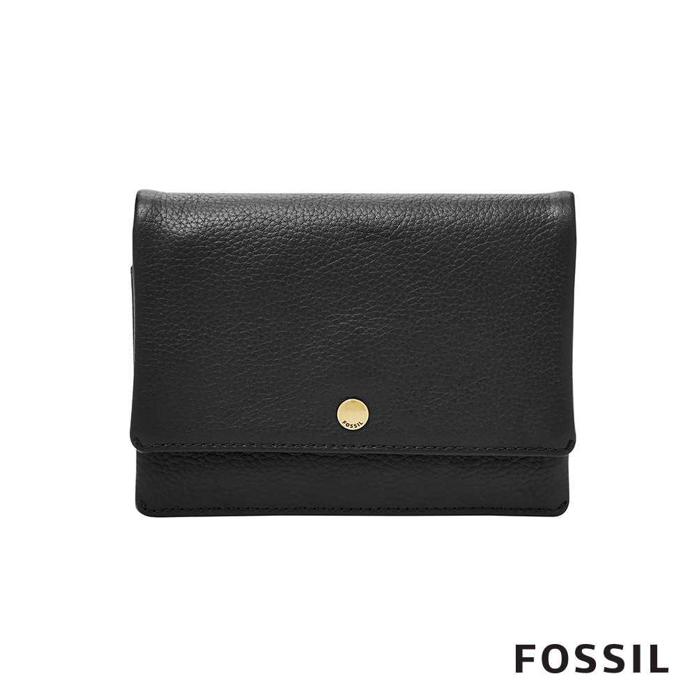 FOSSIL AUBREY金釦設計零錢短夾-黑色 SL7812001