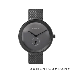 DOMENI COMPANY 經典系列 316L不鏽鋼小秒針錶 黑色錶帶 -灰/40mm