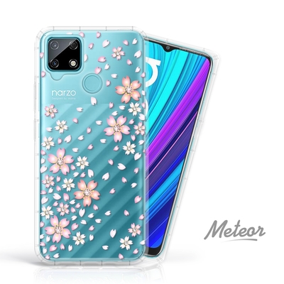 Meteor realme narzo 30A 奧地利水鑽彩繪防摔殼 - 櫻花