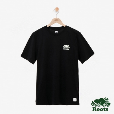 男裝Roots-左胸夜光庫柏海狸短袖T恤-黑色
