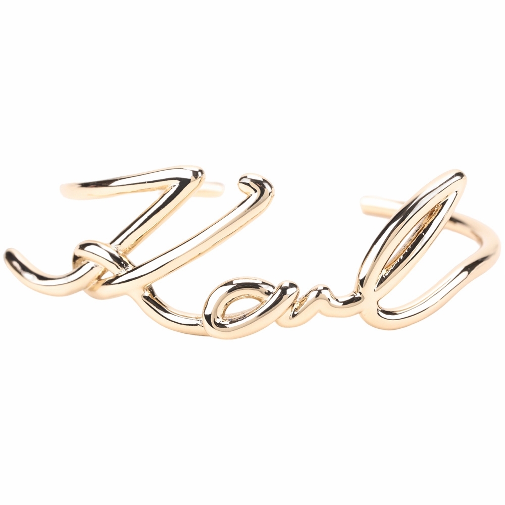 KARL LAGERFELD K/Signature 草寫字母金屬手環(金色)