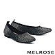 低跟鞋 MELROSE 美樂斯 華麗舒適雙色晶鑽飛織布尖頭低跟鞋－黑 product thumbnail 1