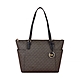 MICHAEL KORS JET SET金字浮雕LOGO印花PVC拉鍊肩背托特包(深棕x黑) product thumbnail 1