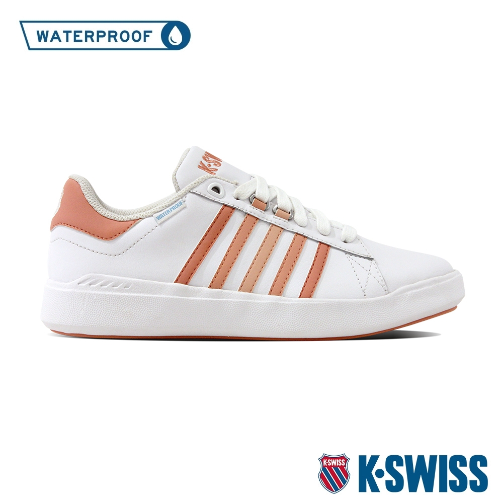 K-SWISS Pershing Court Light DS WP防水運動鞋-女-白/蜜桃橘