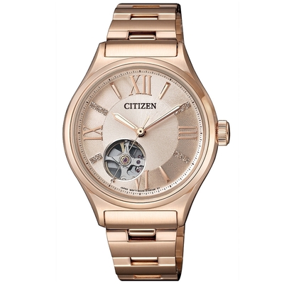 CITIZEN星辰 優雅羅馬時標 開芯機械錶 34mm/PC1003-58X