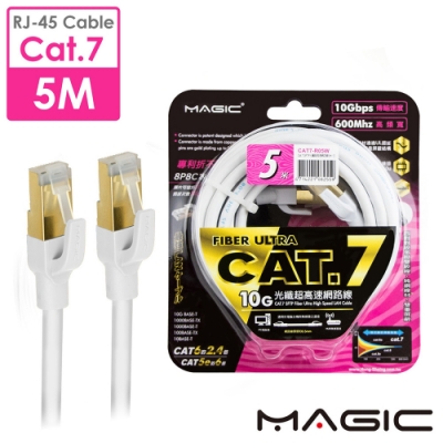 MAGIC Cat.7 SFTP圓線26AWG光纖超高速網路線(專利折不斷接頭)-5M